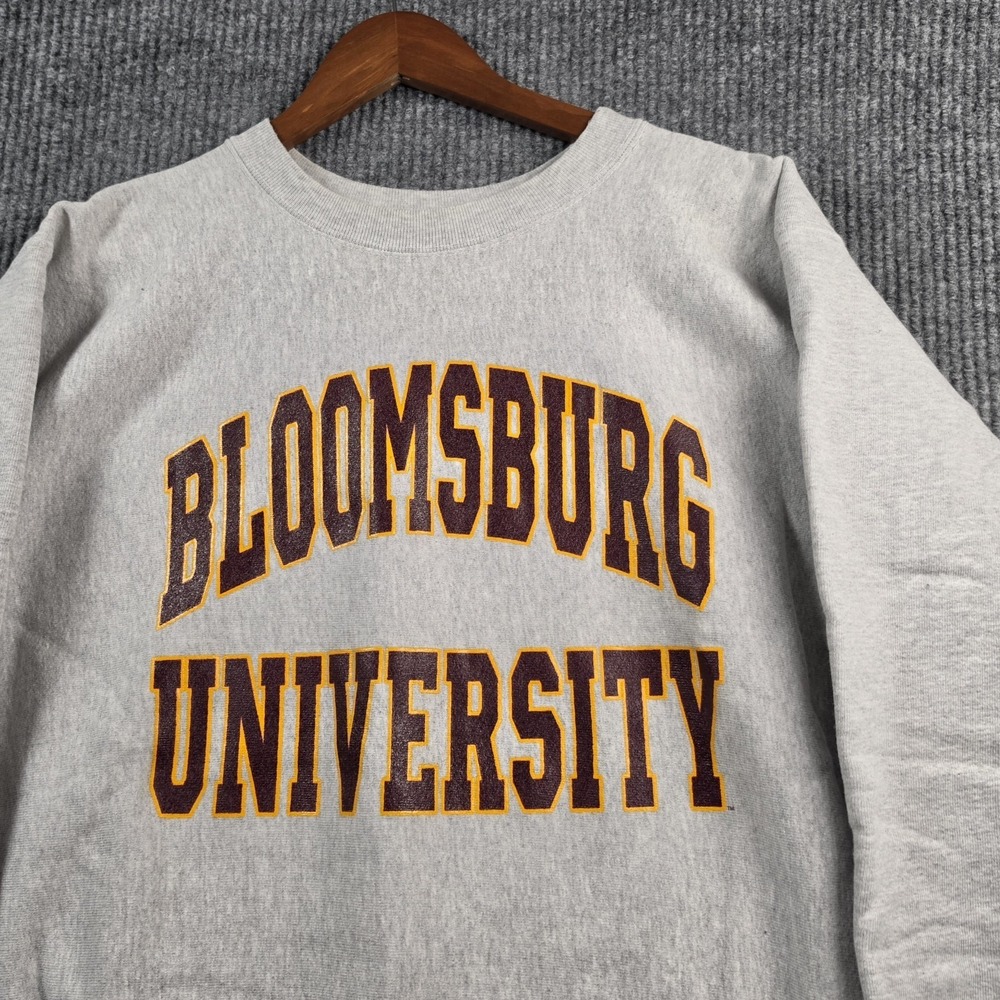 The Cotton Exchange Crewneck Mens M Gray Bloomsburg University Vintage 90s Husky